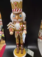 SANTA'S WORKSHOP 14" WOODEN NUTCRACKER GINGERBREAD SOLDIER CHRISTMAS DECORATION