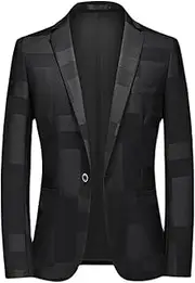 [JEShifangjiusu] Mens Slim Fit Embroidery Tuxedo Dress Suit Jacket Dinner Formal Prom Suit Blazer Stylish Sport Coat, Black 3, 5XL