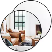 Black round Mirror 20 Inch 2 Pack - Wall Circle Mirror for Bathroom, Entryway, H