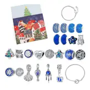 Catzon Christmas Countdown Calendar Blind Box Blue Theme DIY Charm Pendant Bracelet-Horizontal