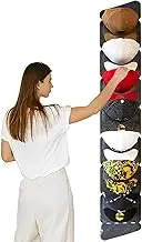 Hat Rack for Wall | 7 Pockets Storage Organizer Baseball Cap Shelf | Foldable Display Rack Closet Organizer for Living Room Bedroom Cloakroom