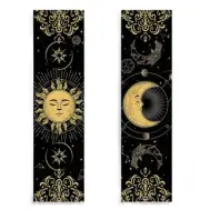 2pcs/set Sun and Moon Face Pattern Vertical Banner Tapestry Wall Hanging