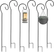 Shepherd Hooks for Outdoor,6pcs Iron Shepherd Hook Garden Hook Detachable Ground Plug,Shepherd Hook Stand for Wedding Garden Décor Hanging Lanterns Bird Feeders Solar Christmas