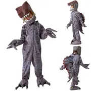 Halloween Party Kids Dinosaur Cosplay Costume Spinosaurus Jumpsuit Headwear Gloves Shoes Outfit Set Gifts - 10-11 Years