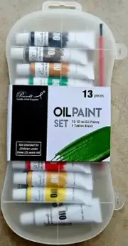 Oil Paint Pennelli Quality Artist Supplies 13 Piece Set in Case & Taklon Brush