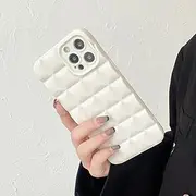 Phone Case for iPhone 14 Pro 13 12 11 Pro X XR XS Max 7 8 Plus Fashion 3D Grid Matte Soft Silicon Shockproof for iPhone 14 Case,White,for iPhone 14Pro Max