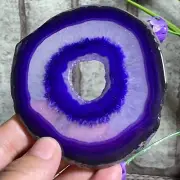 Natural Polished Brazilian Agate Geode Slab / Slice stripe Waterlines 73g f30