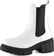 Super Chunky PLATFORM Boots Sz 5 White Chelsea Lug Sole