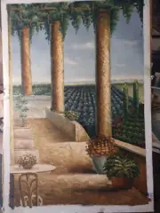 NAPA VALLEY WINE COUNTRY Original Repro Hand Painted on Canvas 24"x36"