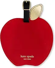 Kate Spade New York Round Red Vegan Leather Luggage Tag for Women, Durable Suitcase ID Tag, Apple