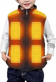 [BTDECLAR] Kids Heated Vest with 6 Heating Pad Lightweight Warm USB Smart Electric Heating Waistcoat Down Jacket Vest Coat