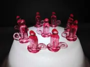 30 Vintage Large Pink Glitter Loop Handle Candles for Ceramic Christmas Trees