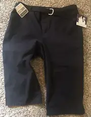 NWT 16 P Black GLORIA VANDERBILT Crop Belted CAPRI PANTS Stretch Top Cotton