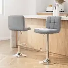 Artiss 2 x Fabric Bar Stools NOEL Kitchen Chairs Swivel Stool Set Gas Lift Grey