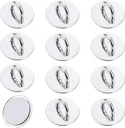 AOZUO 12pcs Phone Charm Hook, Metal Round Phone Finger Grip Holder Adhesive Phone Ring Loop Stand Universal Phone Holder for Cell Phone Case Tablet DIY Hanging Accessories(Silver)