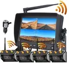 4x Wireless Solar Magnetic Reversing Backup Camera+ 7" Monitor For Truck Trailer