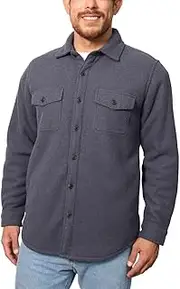 [Freedom Foundry] Men's Plaid Fleece Jackets Super Plush Sherpa Lined Jacket Shirt