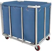 [Graywlof] Laundry Cart Commercial,11.35 Bushel (400L) Large Industrial Rolling Laundry Hamper 4'' Wheels,Home Heavy Duty Laundry Baskets Stainless Steel Frame,286 LBS Load,10 Support Tubes LC-314 Blue