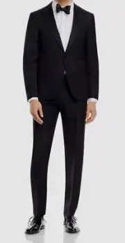Canali Men's Black Wool Regular-Fit Jacket Pants 2-Piece Tuxedo Suit Size 50S