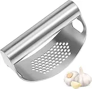 Garlic Press Kitchen Masher Garlic Mincer Manual Garlic Crusher Press Kitchen Gadget Garlic Chopper Garlic Masher Press Kitchen Crusher Mincing Garlic Tool Silver Stainless Steel