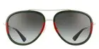 GUCCI GG0062S 003 Aviator Green/Red Unisex Sunglasses with Light Grey Lens 57mm
