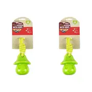 2x Rosewood Treat Mushroom w/ Rope Pet Dog Interactive Fetch Fun Play Toy Green