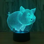 3D Illusion LED Baby Night Light 7-Color Changing PIG Desk Lamp Decorative F