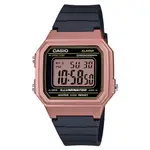 【CASIO 】方形十年電力金屬造型電子腕錶-玫瑰金(W-217HM-5A)