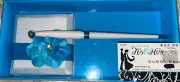 Studio His & Hers GUEST PEN With Rhinestones Light Blue Feathers & White