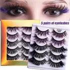 5Pair 3D Mink Colorful False Eyelashes Wispy Cross Long Thick Fake Eyelashe ъ