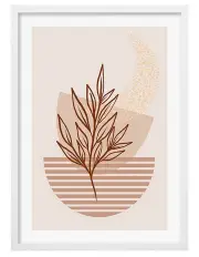 [Profile Australia] Australian Made Boho Plant Lines 3 Art Print A1 Frame in White