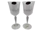 Elegant DePlomb USA 24% Cut Lead Crystal Wine Champagne Stemmed Glasses Set of 2