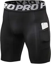 [YUSHOW] Mens Compression Shorts with Pocket Spandex Sports Running Quick Dry Shorts Compression Underwear for Men Athletic
