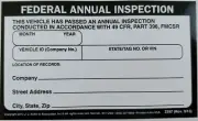 J.J. Keller 2397 Record of Annual Inspection Decal 3x5 inches Vinyl