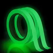 Luminous Tape 1.5cmx5m, 2 Pcs Glow in The Dark Tape, Fluorescent Adhesive Tape for Stage, Stairs, Walls, Steps, Exit Sign (Green Light)