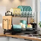 Kitchen Dish Drying Rack Cutting Board Holder Plate Drainer Rack Large Capacity