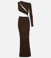 [Aya Muse] Aya Muse Actin one-shoulder cutout maxi dress AU 12 brown