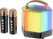 Karaoke Machine With 2 Microphones, RGB Lighting Portable Karaoke Machine Wireless Microphone And Speaker Set For Camping, Weddings, Parties, Birthdays