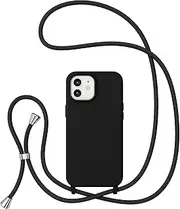 ZTOFERA for iPhone 12/12 Pro Case with Strap,Crossbody Phone Case with Adjustable Neck Shoulder Lanyard,Soft Silicone Shockproof Protective Phone Case for iPhone 12 & iPhone 12 Pro-Black