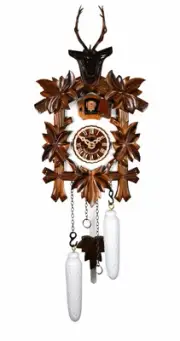 Quartz Cuckoo Clock 5-Foliage, Deer Head EN 522/5/28 Q NEW