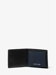 Michael Kors Men Cooper Pebbled Leather Billfold Wallet with Passcase - Navy
