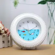 Retro Mediterranean Style Tire Alarm Clock Wall Clock Desktop For Home Decorative