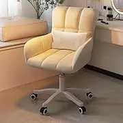 Uandhome Home Office Chair with Wheels,360°Swivel Vanity Chair with Lumbar Pillow, Height Adjustable Computer Task Chair for Home Office, Modern Chair