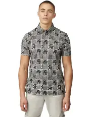 [Ben Sherman] Checkerboard Paisley Print Short Sleeve Shirt in Black