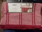 THRESHOLD~TABLE RUNNER~14x72~RED STRIPED LINEN~W/FARMHOUSE FRINGE~NWT~CHRISTMAS