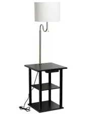 Lalia Home 57in Modern 2-Tier End Table Floor Lamp with 2 USB Charging Ports & Power Outlet