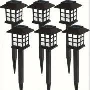 6PCS Solar Powered Outdoor Warm White LED Stake Lights for Garden