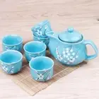 Japanese Cherry Blossom Teapots Set 1 Pot 6 Cups Ceramic Drinkware Tea Pot