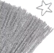 100 Pieces Pipe Cleaners Chenille Stem, Silvery Pipe Cleaners Craft, Fuzzy Stick