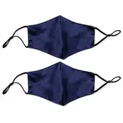 2x Canningvale Beautysilks Hypoallergenic Face Mask Reusable Indigo Blue